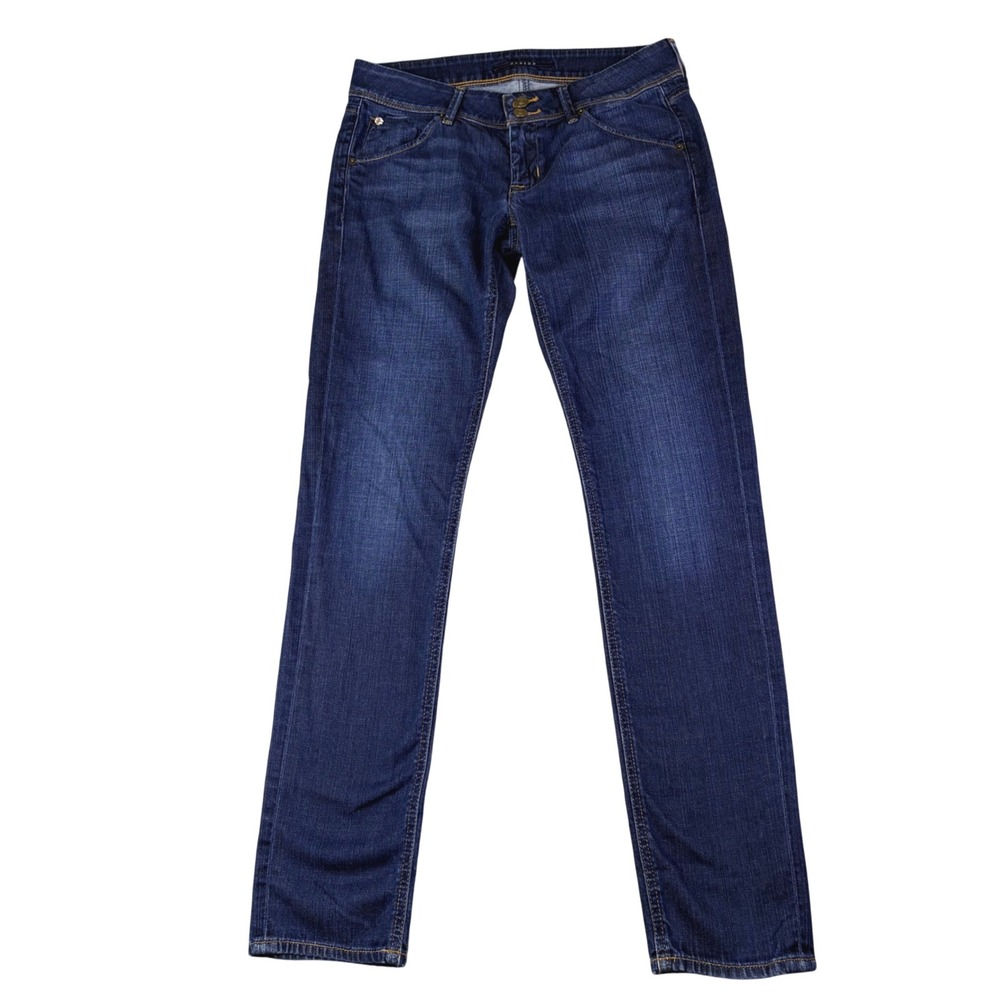 Hudson 28 Dark Wash Collin Skinny Jeans Flap Pocket Double Button Deni